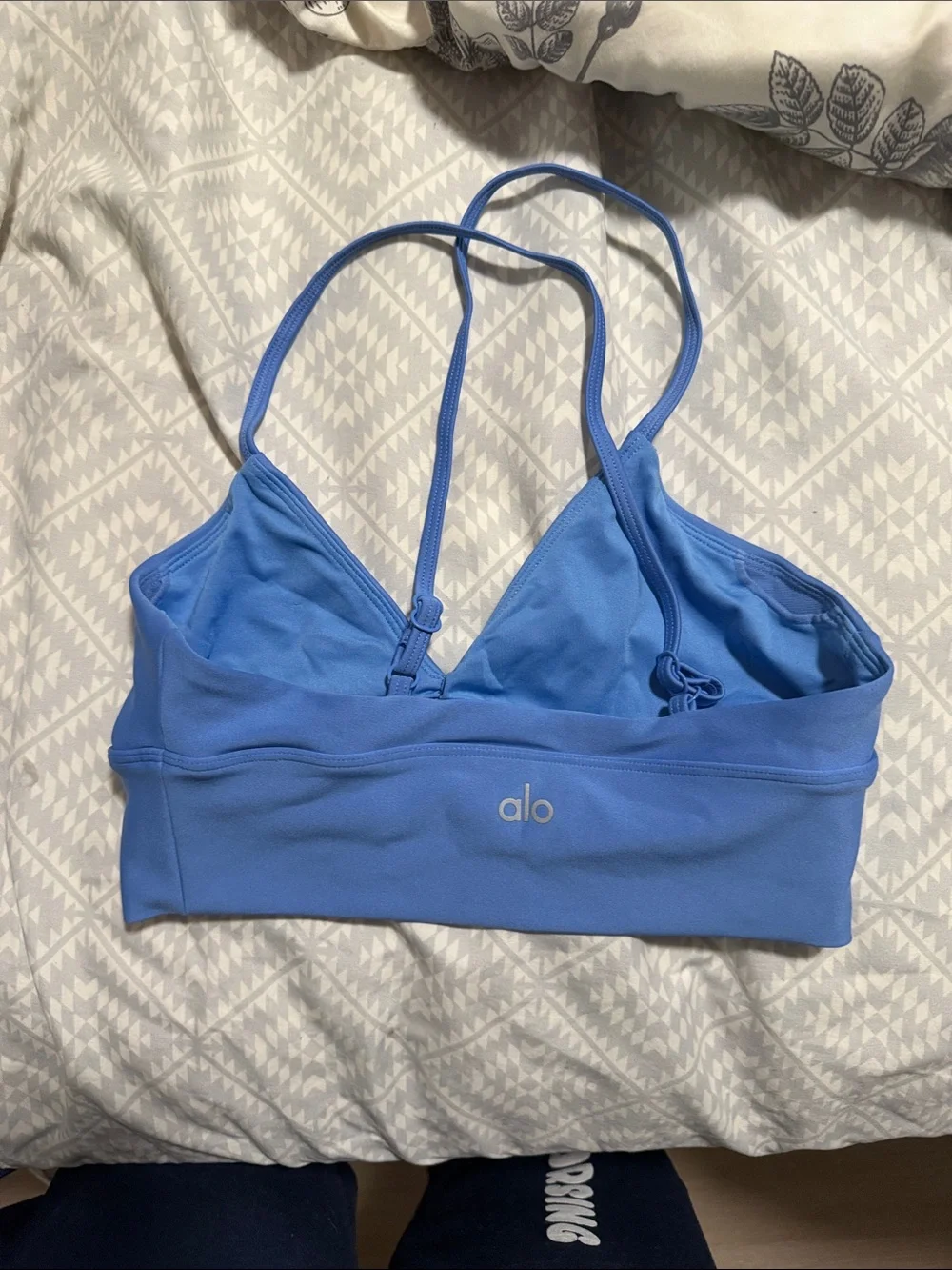ALO Yoga Blue High-Waist Leggings with Strappy Sports Bra